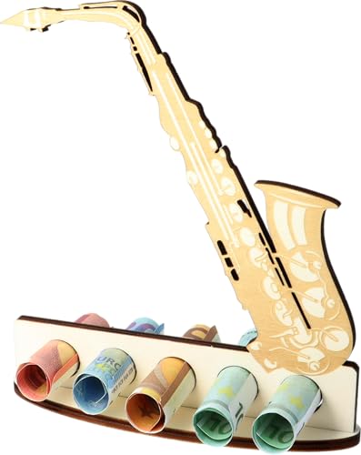 XL Geldgeschenk Saxophon aus Holz|Geschenkidee|Gutscheinverpackung|witziges Geschenk|Geldgeschenk für Frauen und Männer (Saxophon)