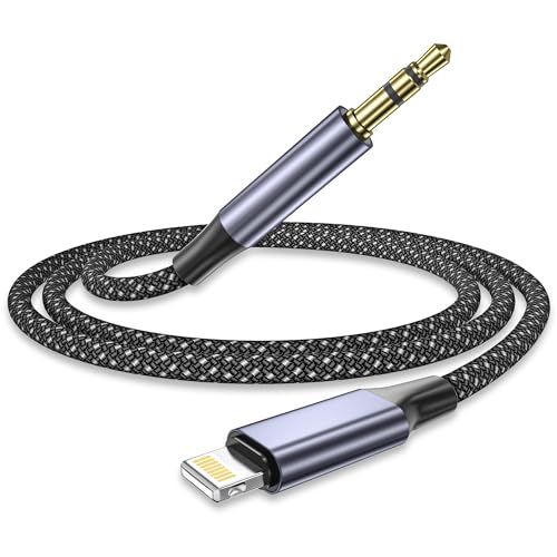 Aux Kabel iPhone Auto Handy, 1M lightning auf klinke Kabel [MFi Zertifiziert] HiFi Audio Cable Nylon, Adapter Lightning auf 3.5mm Audiokabel für iPhone 14/13/12/11/10/8/XR/Auto/Lautsprecher/Kopfhörer