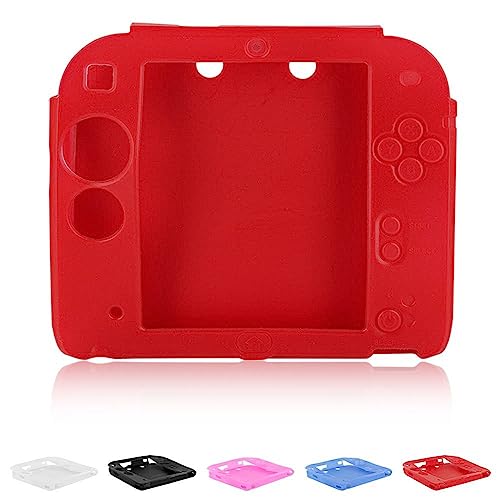 2DS Soft Silikon Hülle Kompatibel mit Nintendo 2DS Schutzhülle Anti-Rutsch Stoßfestes Case Cover für Nintendo 2DS Konsole (Rot)
