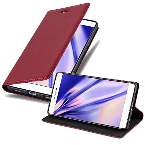 Cadorabo Hülle kompatibel mit Huawei P8 aus Premium Kunst Leder Flip Klappbare Stoßfeste Magnetische [Standfunktion] [Kartenfächern] Cover Hülle für Huawei P8 Tasche in Rot