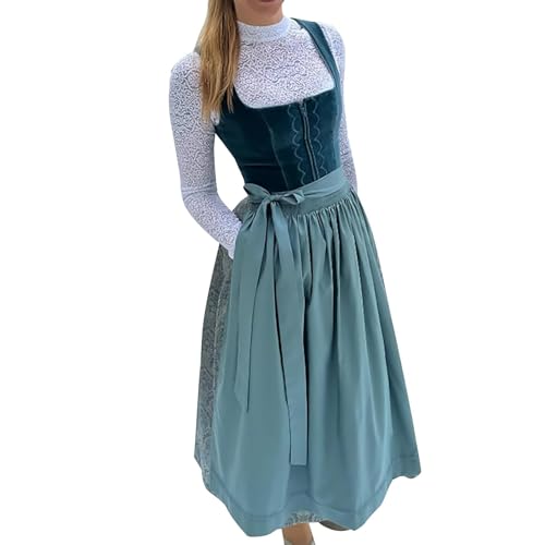 ORANDESIGNE Dirndl Damen Dirndelkleider Günstig Oktoberfest Outfit Dirndl-Komplettsets Dirndlbluse Oktoberfest-Kostüm W Blau S