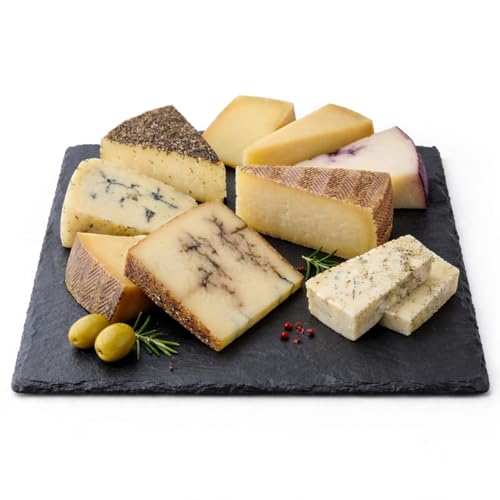 1kg gemischte Käseplatte | 6-9 Stücke verschiedene Käsesorten | Käseauswahl, Käsevariation, Käseteller, Käseset | Manchego, Bergkäse, Schafskäse, Ziegenkäse