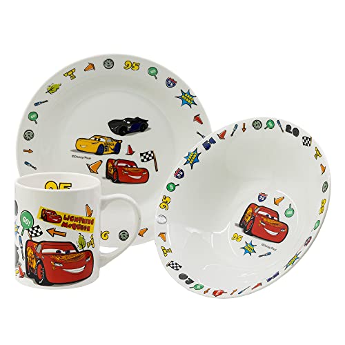 Cars - Disney 3-teiliges Set aus Keramik in Geschenkbox (Schüssel, Teller, Tasse)