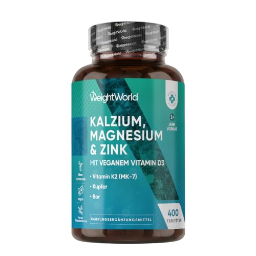 WeightWorld Calcium Magnesium Zink - 400 Tabletten - Über 1 Jahr Vorrat