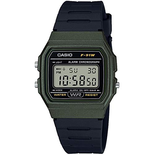 CASIO Unisex Erwachsene Armbanduhr Digital Quarz Harz F-91WM-3AEF