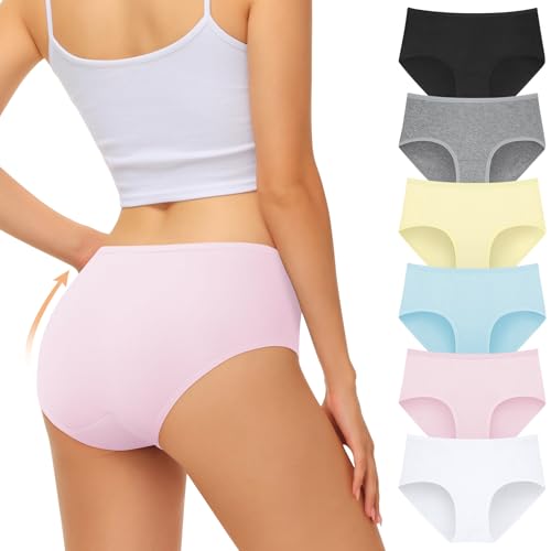 FALARY Slip Damen Unterhosen Damen Baumwolle Damenslip Unterwäsche Frauen Schlüpfer Panties Hipsters Höschen Bequeme Atmungsaktiv Mehrpack Underwear Women 6er Pack(M/40 EU, Mehrfarbig-2)