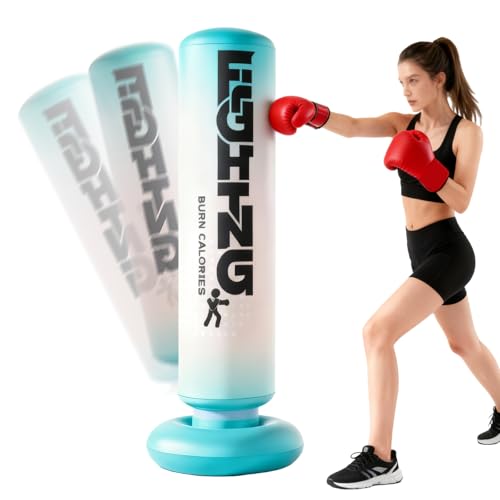 Boxsack Stehend 180cm mit PU Boxhandschuhen – Standboxsack für Teenager & Erwachsene, Punching Bag für Boxtraining Zuhause, Kickboxen, MMA, Karate & Sandsack Training, Stabil & Geräuscharm
