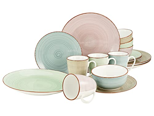 CreaTable, 22582, Serie SAMBA, 16-teiliges Geschirrset für 4 Personen, Kombiservice aus Porzellan, spülmaschinen- und mikrowellengeeignet, Qualitätsproduktion