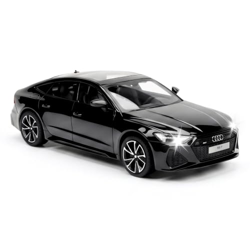 TOPRON Audi RS7 1:32 Modellauto aus Metall, Detailgetreuer Sportwagen mit Öffnenden Türen, Licht, Sound und Rückziehfunktion, Modellauto Geschenk für Kinder und Sammler (Schwarz)