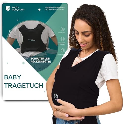 Koala Babycare Tragetuch Baby Neugeborene - Einfach Anzuziehen für Mütter und Väter - Babytrage Multi-Use Bis 9kg - Babytragetuch Schwarz