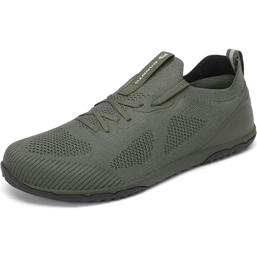 DANNTO Herren Barfußschuhe Wanderschuhe Minimalistische Sneakers Zero Drop mit Wide Toe Box Traillaufschuhe für Running Fitness(Grün,42)