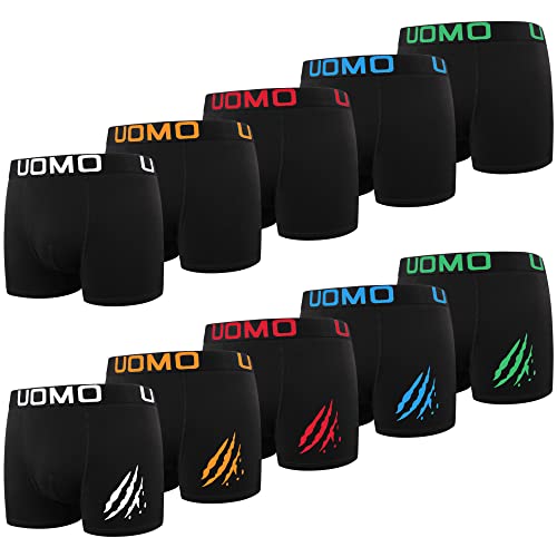 L&K 10er Pack Herren Retroshorts Boxershorts Baumwolle klassischen Unifarben Unterhose Schwarz Grau Weiss 1116 A XL