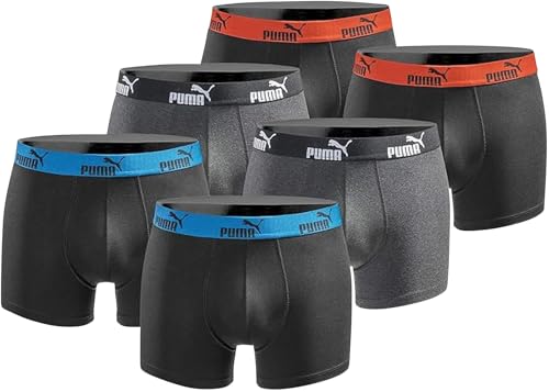 PUMA Boxershort 6er Pack Herren Basic Black Limited Edition - New Black Anthracite- Gr.L