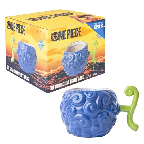 Grupo Erik Kaffeetasse Tasse One Piece Manga Gum Gum Fruit Teetasse - Keramik Kaffeebecher Groß 16 x 10 x 12,5 cm - Becher Tasse 500ml - Offizielle Lizenz One Piece Anime Merch Geschenke Deko