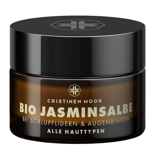 Cristinen Moor Bio Jasminsalbe I Augencreme bei Augenringen, müden und geschwollenen Augen, Schlupflidern I mit Bio Hyaluron | zertifizierte Naturkosmetik