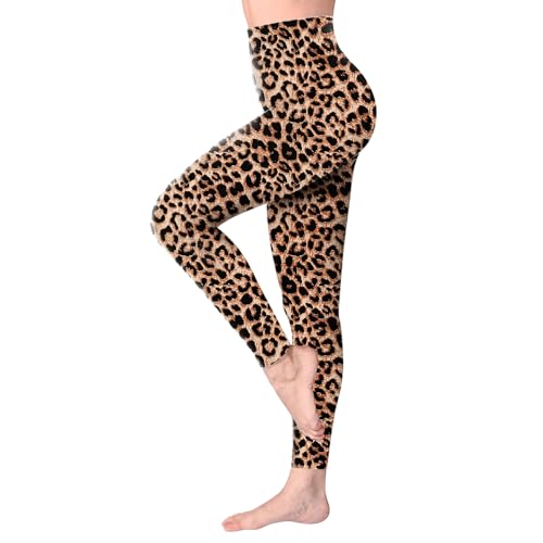 SINOPHANT Leggings Damen High Waist - Blickdicht Leggins mit Bauchkontrolle für Sport Yoga Gym(1 Leopard,S-M)