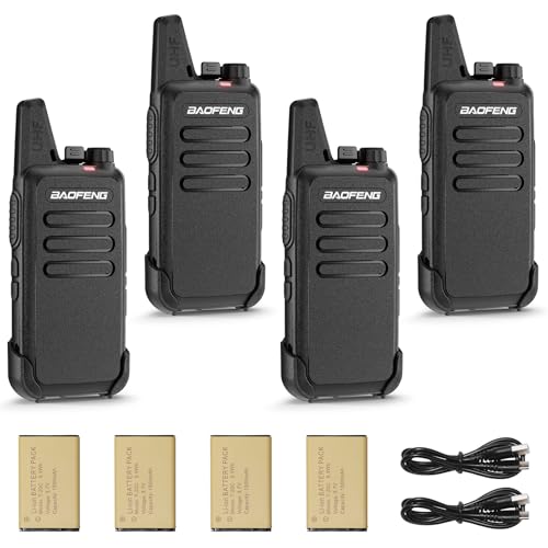 Baofeng T22 Walkie Talkie Set, 16 Kanäle PMR446 Funkgerät mit 1500mAh Akku & USB-C, Tragbares Wiederaufladbares Handfunkgerät für Gastronomie, Hotel, Lager und Baustelle (4er-Pack)