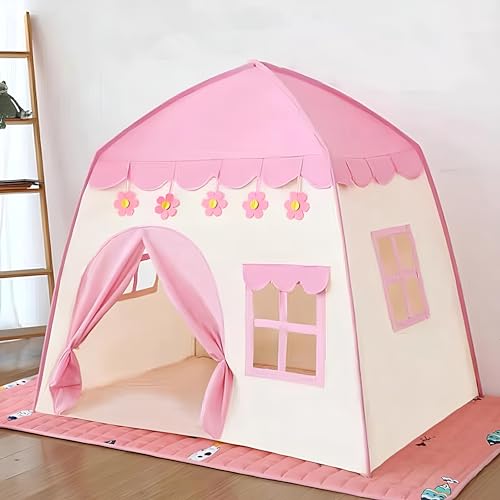 Kinderzelt für Drinnen, Spielzelt Kinder kinderzelt spielzelt mädchen spielhaus Indoor 130 * 100 * 130CM Großes Kinder spielzelt Kinderspielzelt (Rosa)