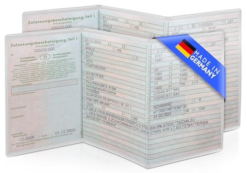 2er Set Fahrzeugschein Hülle für KFZ Schein | 3-teilige Transparente und Passgenaue und robuste Fahrzeugschein Mappe | Qualität Made in Germany