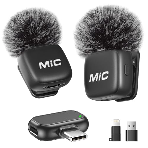 Newmight Kabelloses Lavalier Mikrofon, 2er-Pack Mini-Mikrofon mit Rauschunterdrückung, Auto-Pairing und Stummschaltung und Reverb für Vlogging, Videoaufnahmen, TikTok, YouTube