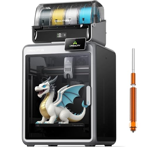 Creality K2 Combo(A) 3D-Drucker mit Ersatzdüse, Mehrfarbendruck mit CFS, bis zu 600 mm/s Hochgeschwindigkeit, KI-Kamera zur Fehlererkennung, automatisches Leveling, 260×260×260 mm Bauvolumen