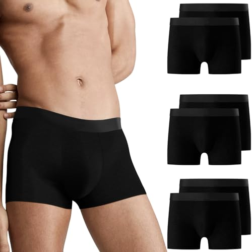 Falechay Boxershorts Herren Unterhosen Männer Baumwolle 6er Pack Retroshorts für Herren Ohne Kratzenden Zettel UnterwäSche Boxer Sportunterhosen für Herren Schwarz XXL