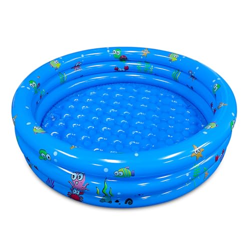 Aufblasbarer Pool 130 x 35 cm, Bällebad Erweiterter Spielbereich für Kinder Babys Haustiere, Sommer-Wasserspiel mit Rutschfester Boden (130cm Rund)