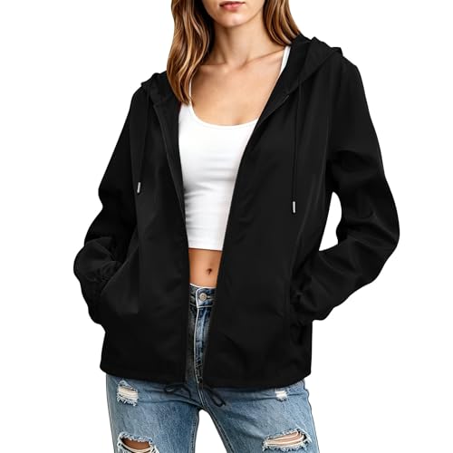 Leichte Regenjacke Damen Wasserdicht, Übergangsjacke Atmungsaktiv Elegant