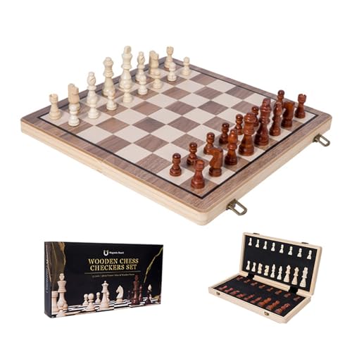 Schachspiel Holz Magnetisch, Tragbares Schachbrett Faltbar mit Figuren, Klappbar Reiseschach für Unterwegs, Hochwertiges Brettspiel Pädagogisches Geschenk für Kinder Erwachsene Anfänger, 29x29cm