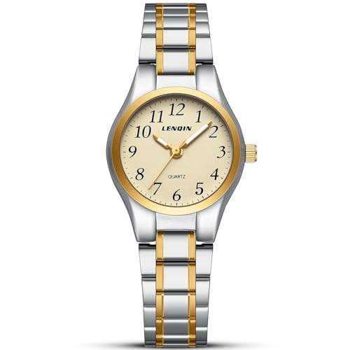 LN LENQIN Damenuhr Edelstahl Armbanduhr Damen wasserdichte Uhr Damen Klassisch Analog Quarz Uhren