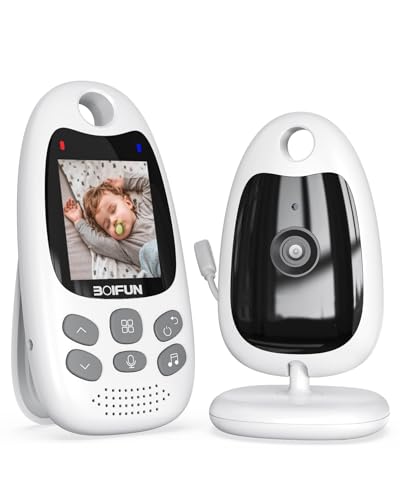 BOIFUN Babyphone mit Kamera 2 Zoll Tragbares Vox-Funktion Temperatursensor Nachtsicht-Video-Babyfon 2,4 Ghz, Intelligentes Standby Baby Monitor Gegensprechanlage Schlaflieder Lange Akkulaufzeit, 720p