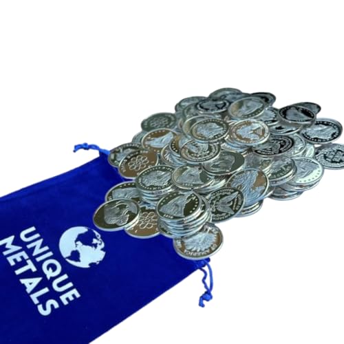 Unique Metals Packung mit zehn (10 Stück), ein Gramm .999 reine Silbermünzen mit zufälligen Designs, in einem Schmuckbeutel, hergestellt in den USA