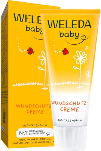 WELEDA Bio Baby Calendula Wundschutzcreme 75ml - Naturkosmetik Wundsalbe / Babycreme für den Schutz empfindlicher Baby Haut im Windelbereich. Hilft bei Rötungen, gereizter Haut und Wundsein