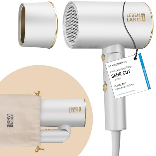 LEBENLANG Föhn Haartrockner Ionen 2100W - Anti-Spliss mit Kaltluft Modus