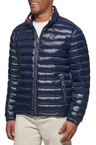 Tommy Hilfiger Herren Wasserabweisende Ultra Loft Down Alternative Puffer Jacke, Midnight Wet Look, XL