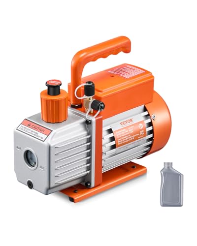 VEVOR Vakuumpumpe, 3,5 CFM, HVAC 1-stufige Drehschieber-Vakuumpumpe, für R134a R22 R410a Systeme, Auto-AC-Vakuumpumpen-Kit mit Ölflasche, für die Wartung von Auto-Klimaanlagen und Harzentgasung