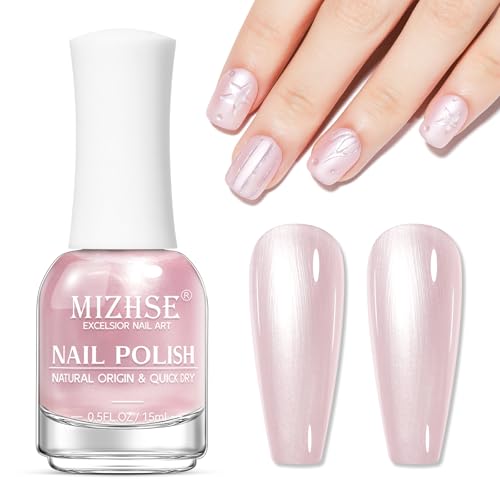MIZHSE Rosa Nail Polish mit Perlmutt Schimmer Nagellack Schnelltrocknend