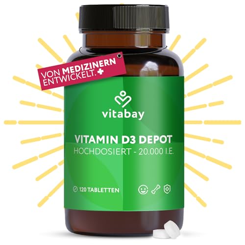 Vitabay Vitamin D3 Depot 20.000 I.E. – 120 vegane Tabletten
