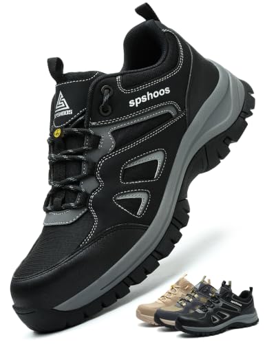 SPSHOOS Arbeitsschuhe Herren S1P Sicherheitsschuhe Damen ESD Schwarz EU 43