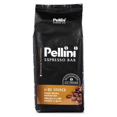 Pellini N.82 Vivace, Kaffeebohnen für Espresso 1 kg, Arabica- und Robusta-Mischung mit Kräftigem und Ausgewogenem Geschmack, Mittlere Röstung