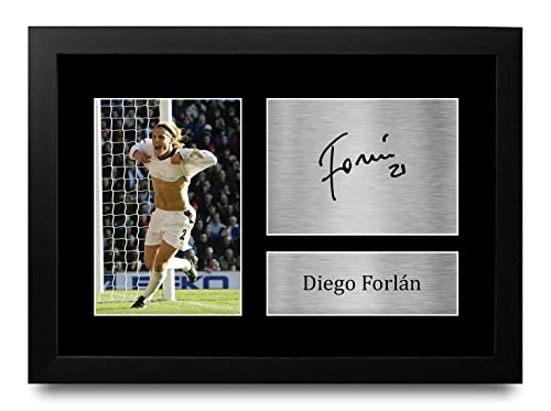 HWC Trading Diego Forlan Autogramm-Bild für Fußballfans und Fans, A4, gerahmt