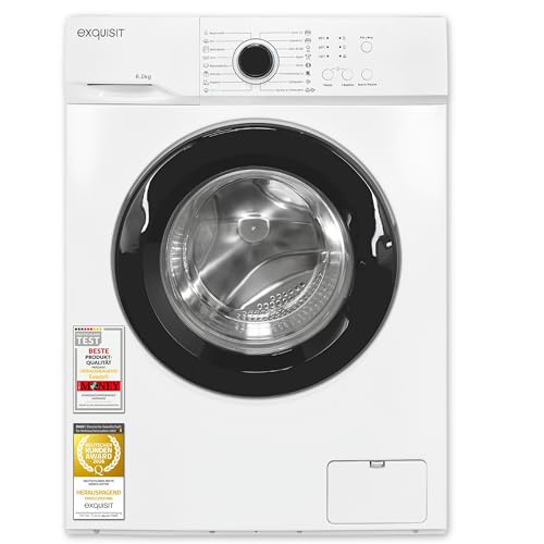 Exquisit Waschmaschine | 6 kg Nennkapazität, 1000 U/Min, Energieklasse A, 76 dB(A), 85 x 60 x 44 cm | 16 Programme, Eco 40-60, Kurzprogramm, manuelle Temperaturwahl, Aquastop | WA56110-020A weiss
