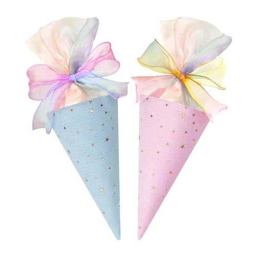 Vlecexs Schultüten Jungen Zuckertüte Mädchen Klein Zuckertüten Schultüte Baumwolle Kleine Schultüte Regenbogen Bastelset Geschwisterkind Teenager Einschulung Schultüte (Blau+Rosa)