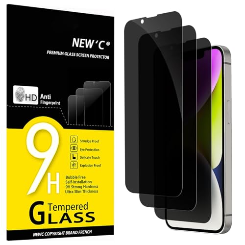 NEW'C 3 Stück, Sichtschutz für iPhone 16e, iPhone 14, iPhone 13, iPhone 13 Pro für Panzerglas (6,1 Zoll) für Panzerglas, Verbesserter 28-Grad-schutzwinkel, Ultra-Haltbare 9H Härte, Blasenfrei