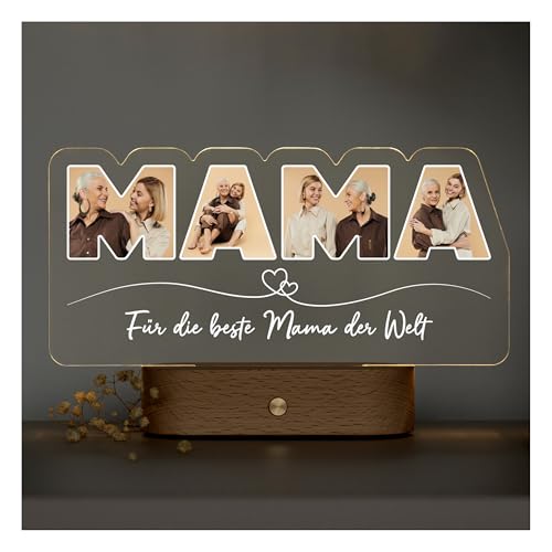 Personalisiertes Nachtlicht Mama - LED Fotogeschenk Muttertagsgeschenke - Muttertagsgeschenk Personalisiert mit Fotos - Geschenk für Mama und Oma zum Muttertag