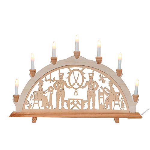 Dekohelden24 Wunderschöner Schwibbogen, 7-flammig, Motiv: Bergleute, ca. 59 x 4 x 37 cm