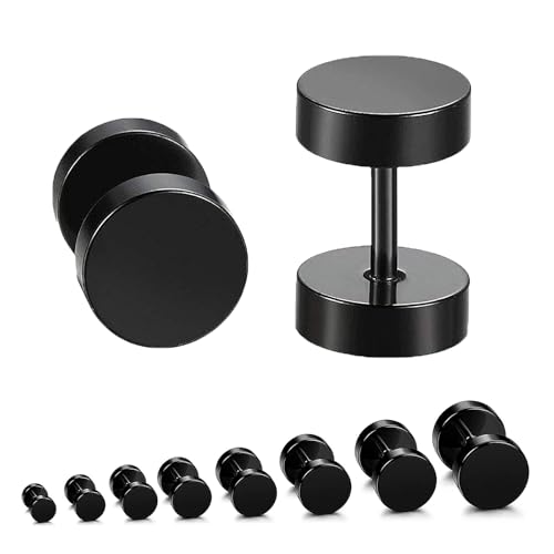 8 Paar Herren Ohrringe Schwarz Edelstahl Ohrstecker 3/4/5/6/7/8/9/10mm