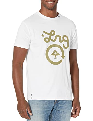 LRG Herren Fahrrad-Logo T-Shirt, Weiss/opulenter Garten, Klein