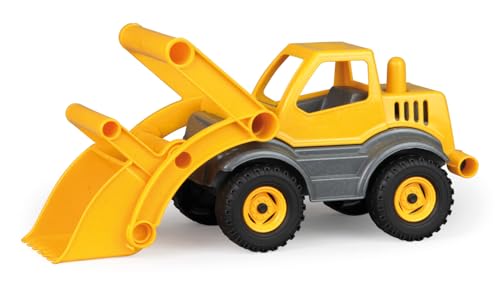 Lena 04212 EcoActives Schaufellader, ca. 33 cm, Baustellen Spielfahrzeug für Kinder ab 2 Jahre, robuster Radlader mit Griff und beweglicher Ladeschaufel, natürlicher Holzgeruch durch Holzanteil