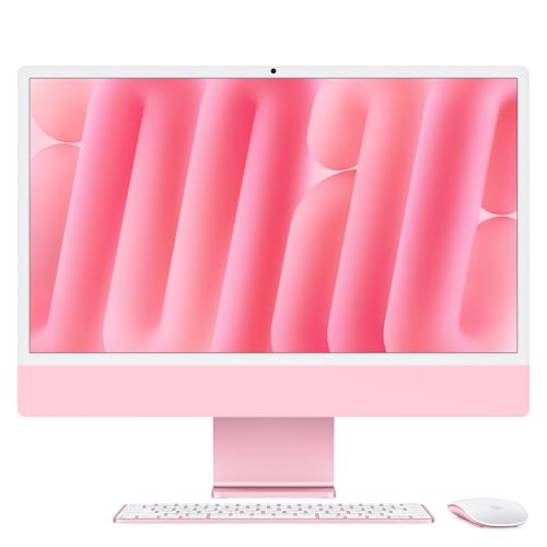 Apple iMac All-in-One Desktop-Computer mit M4 Chip mit 10 Core CPU und 10 GPU: 24 Retina Display 16 GB gemeinsamer Arbeitsspeicher 256 GB SSD Speicher passendes Zubehör Rosé
